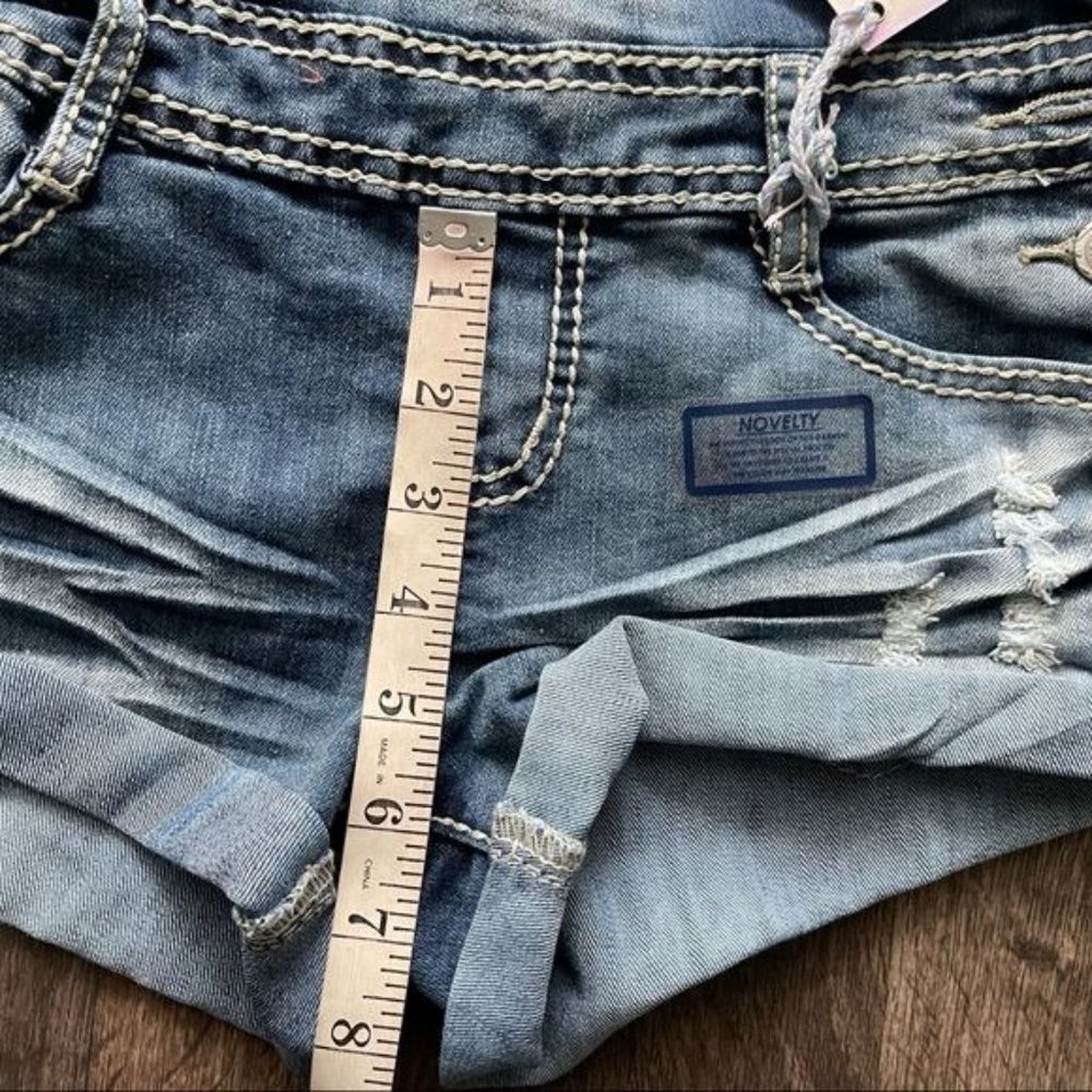 Almost Famous Denim Short Overalls Size 3 - Picture 6 of 10